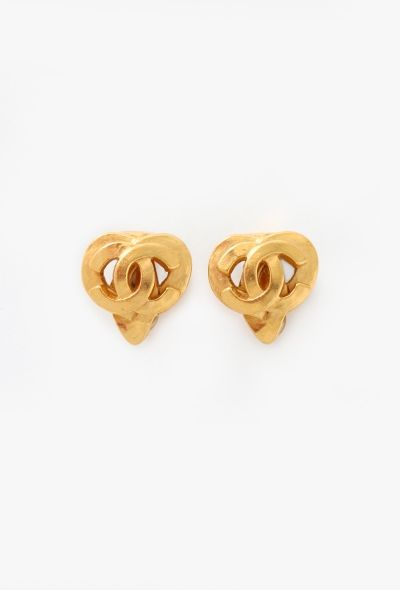Chanel 1997 'CC' Heart Clip Earrings - 1