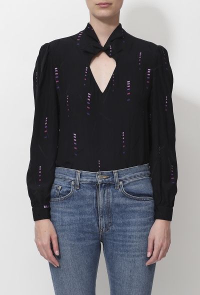 Azzaro Vintage Geometric Keyhole Blouse - 1