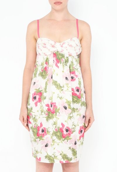 John Galliano 2005 Ruched Floral Silk Dress - 2