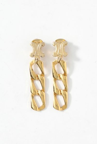 Céline Vintage Triomphe Chainlink Clip Earrings - 1