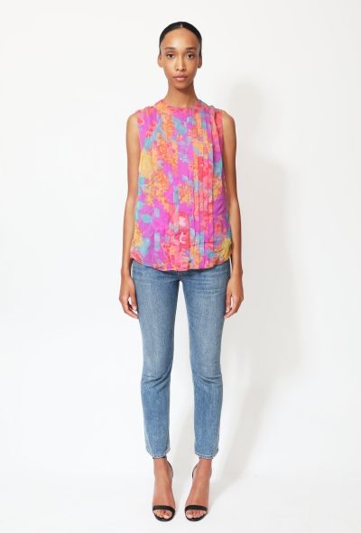 Chanel COUTURE '90s Floral Pleated Chiffon Blouse - 2