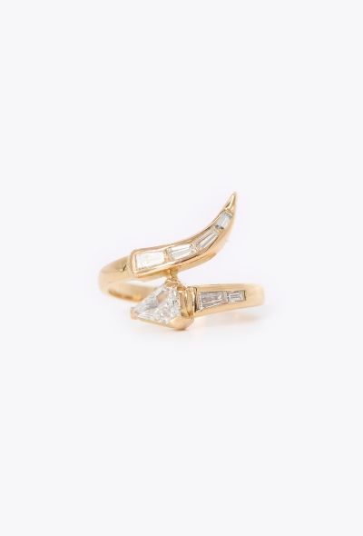 Vintage Fine Jewelry 18k Yellow Gold & Diamond Serpent Ring - 1