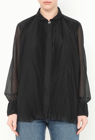 Chanel Accordion Pleated Silk Blouse - 1