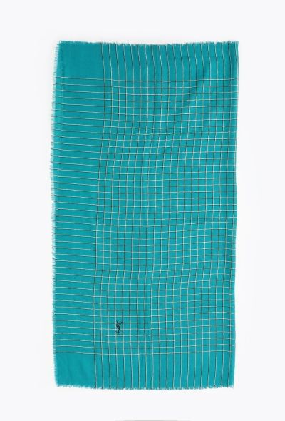 Saint Laurent Vintage Checkered Lamé Scarf - 2