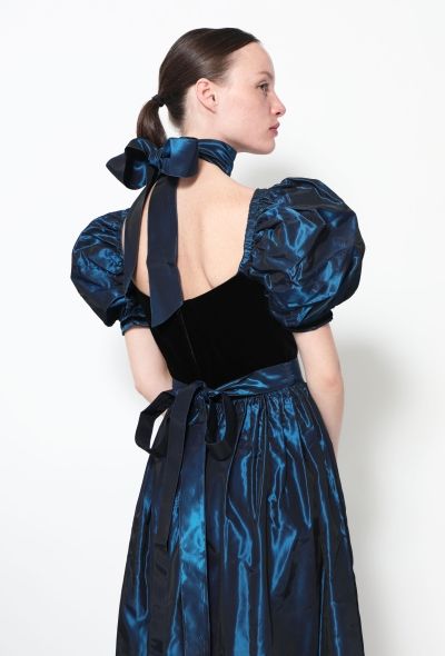 Laura Ashley '80s Velvet Taffeta Dress - 2