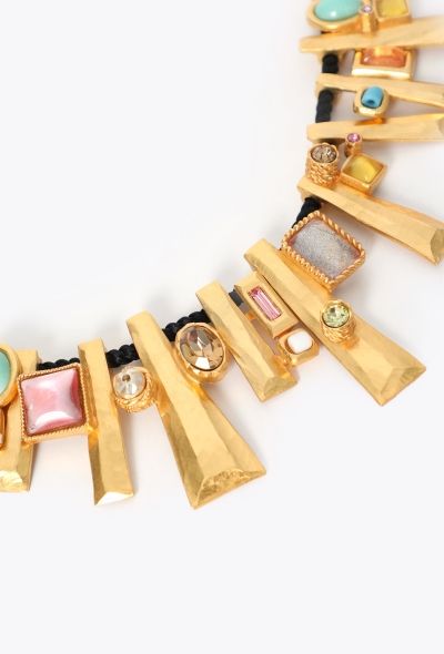 Christian Lacroix 1994 Couture Hammered Cabochon Necklace - 2