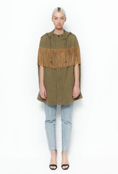 Saint Laurent Fringe Hooded Parka Cape - 1