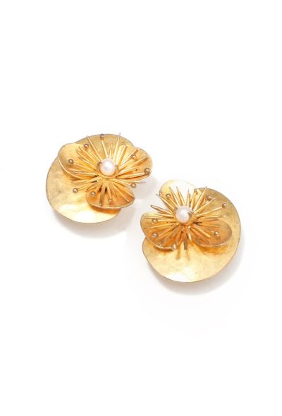 Exquisite Vintage 90s Herve Van Der Straeten Flower Earrings - 1