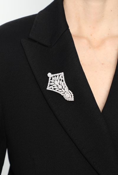 Vintage Fine Jewelry 18k White Gold & Diamond Brooch - 2