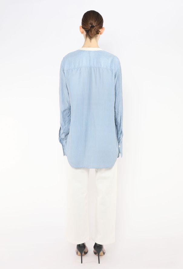 Céline Pinstripe Cotton Tunic Shirt - 4