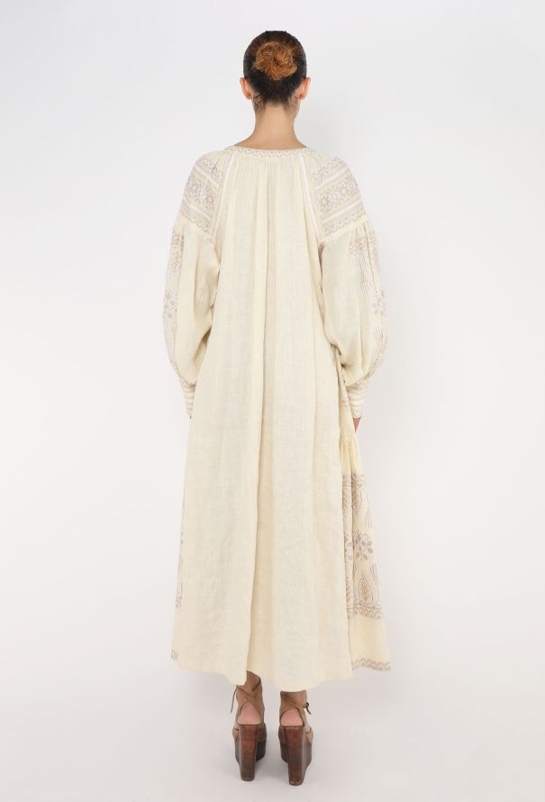 Vita Kin Embroidered Linen Kaftan Dress - 5
