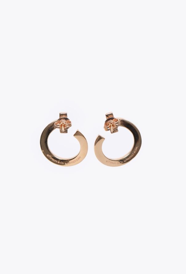 Tiffany & Co 18k Rose Gold & Diamond T1 Open Hoop Earrings - 7