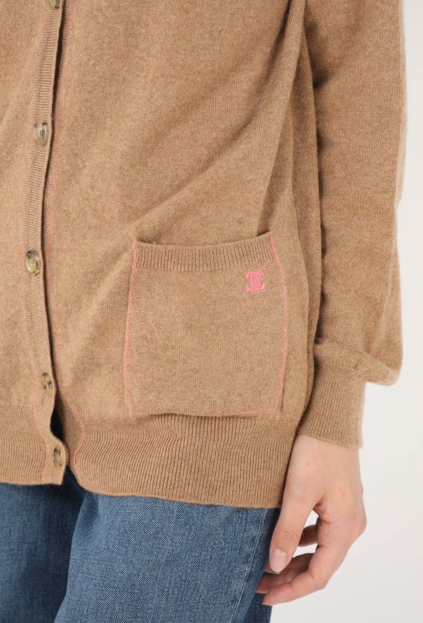 Céline Cashmere Contrast Stitch Cardigan - 4