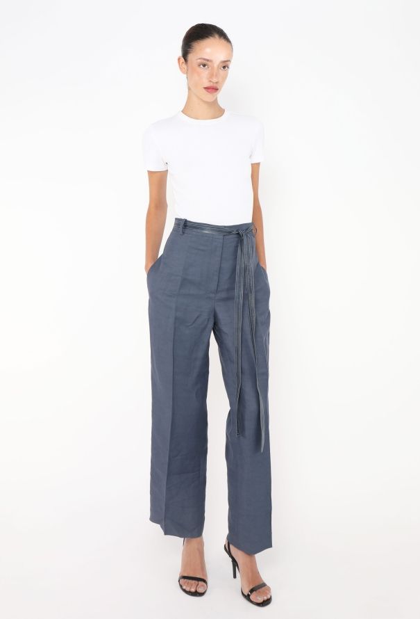 Céline Resort 2018 Belted Linen Trousers - 4